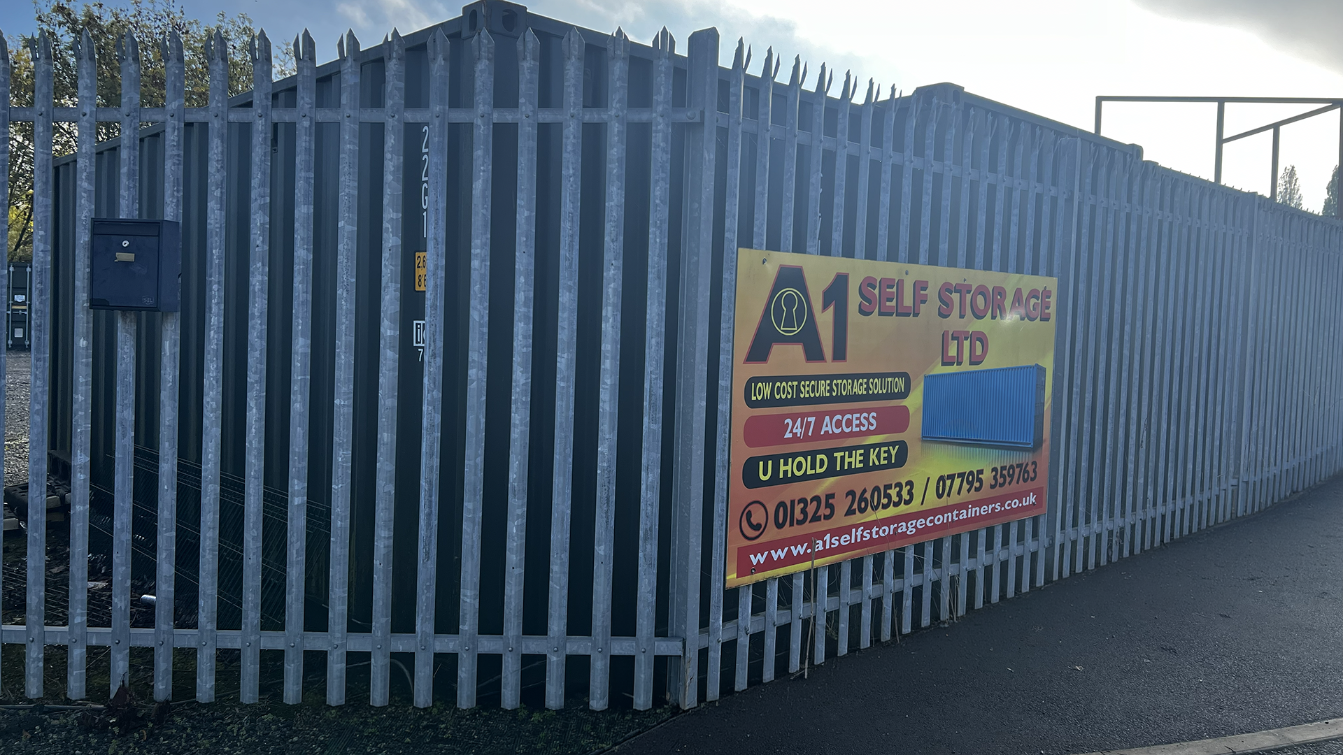 The site fence and yellow A1 sign